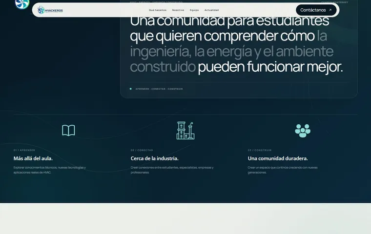 Sección de comunidad de HVACKEROS sobre fondo azul petróleo
